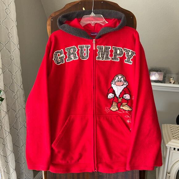 Disney Jackets & Blazers - Wonderful World Disney Sweater Women 2X Grumpy Hoodie Red Full Zip Embroidered